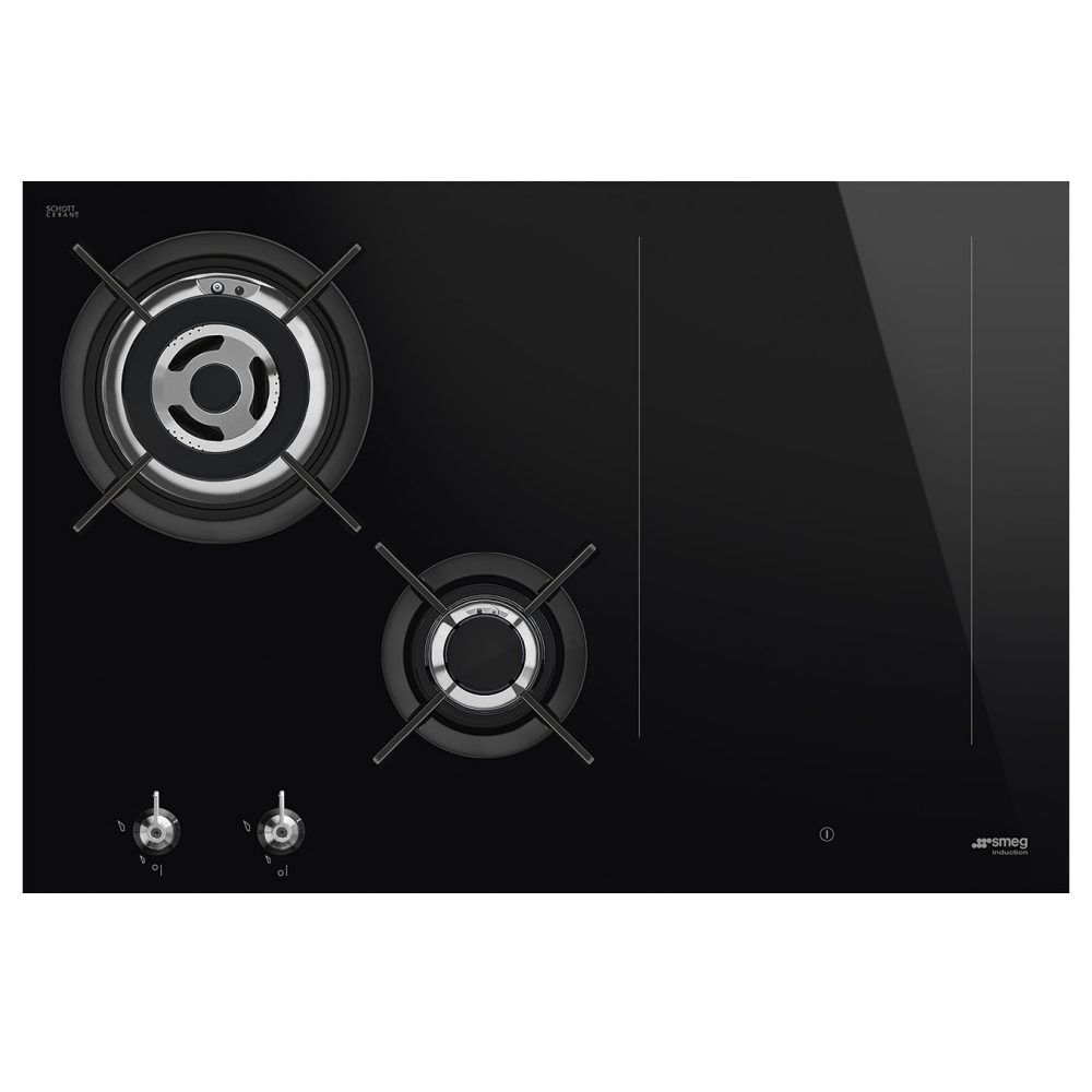 Smeg  75cm Classic Frameless Mixed Induction And Gas Hob PM3743D - Black