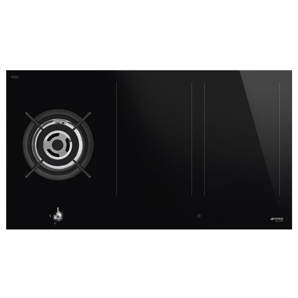 Smeg  Classic 90cm Frameless Mixed Induction And Gas Hob PM3953D - Black