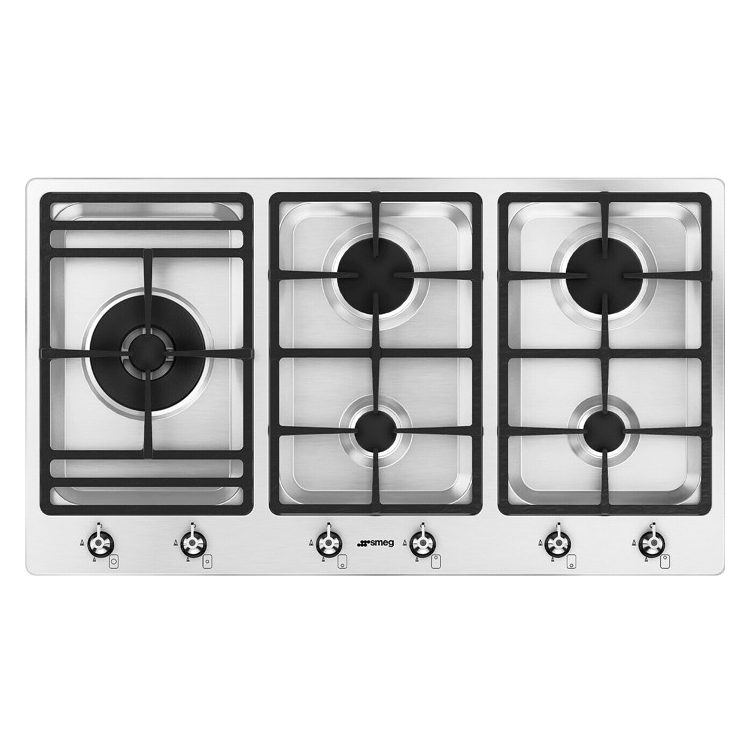 Smeg  90cm Classic Ultra Low Profile 5 Burner Gas Hob PS9062 - Stainless Steel