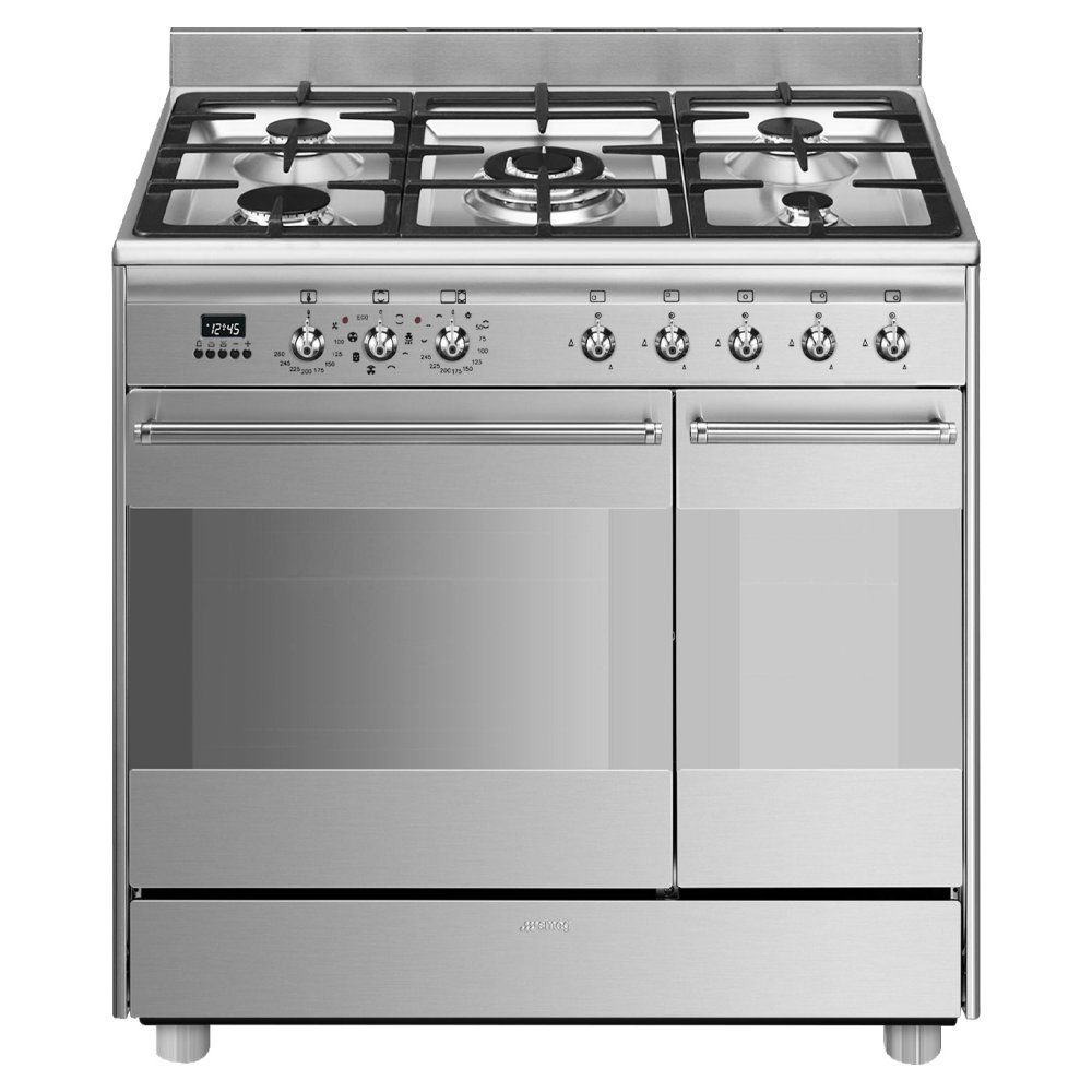 Smeg  90cm Concert Dual Fuel Twin Range Cooker SCB92MX8 - Stainless Steel