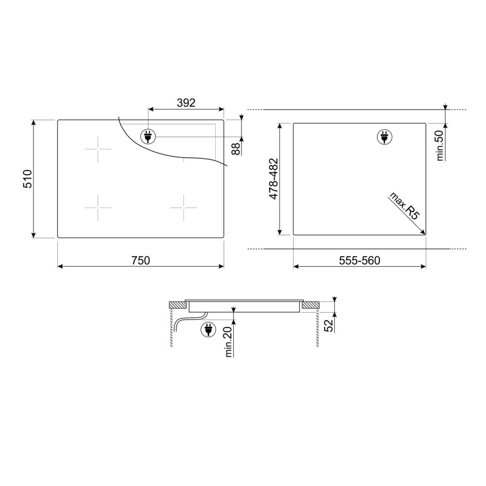 Smeg 75cm 4 Zone Induction Hob 13A supply SI2741DUK - Black Smeg 75cm 4 Zone Induction Hob 13A supply SI2741DUK - Black