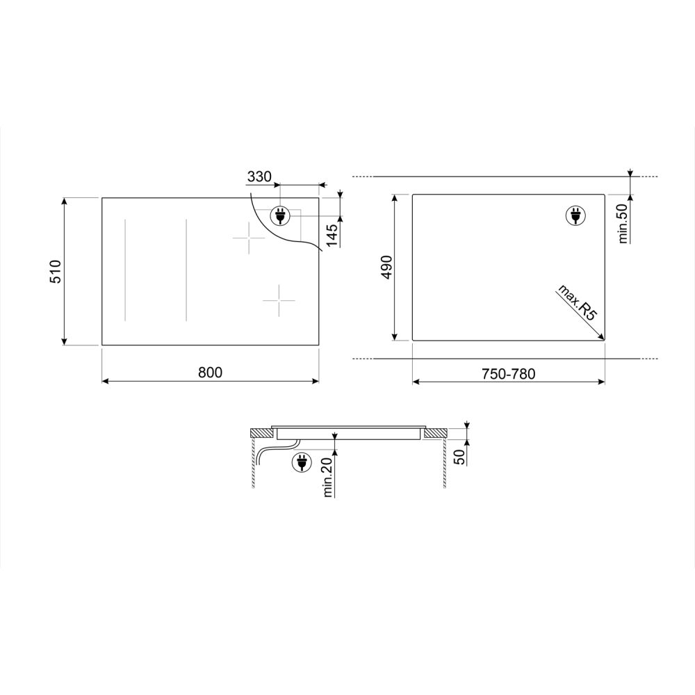 Smeg 80cm 6 Zone Multizone Induction Hob SIM3864MB - Matte Black Smeg 80cm 6 Zone Multizone Induction Hob SIM3864MB - Matte Black