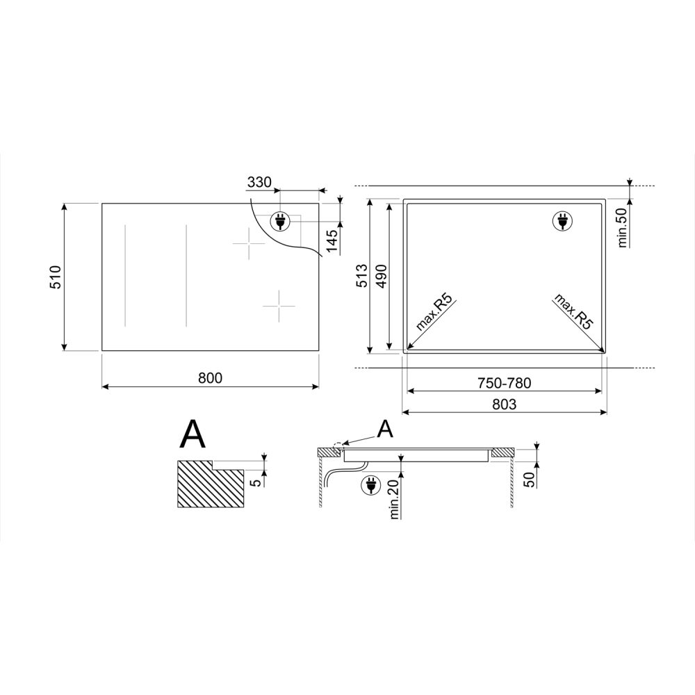 Smeg 80cm 6 Zone Multizone Induction Hob SIM3864MB - Matte Black Smeg 80cm 6 Zone Multizone Induction Hob SIM3864MB - Matte Black