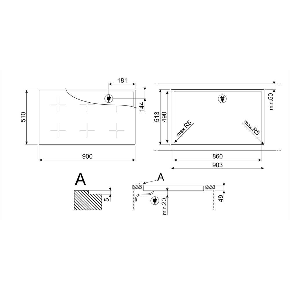 Smeg 90cm 6 Zone Multizone Induction Hob SIM3964MB - MATTE BLACK Smeg 90cm 6 Zone Multizone Induction Hob SIM3964MB - MATTE BLACK