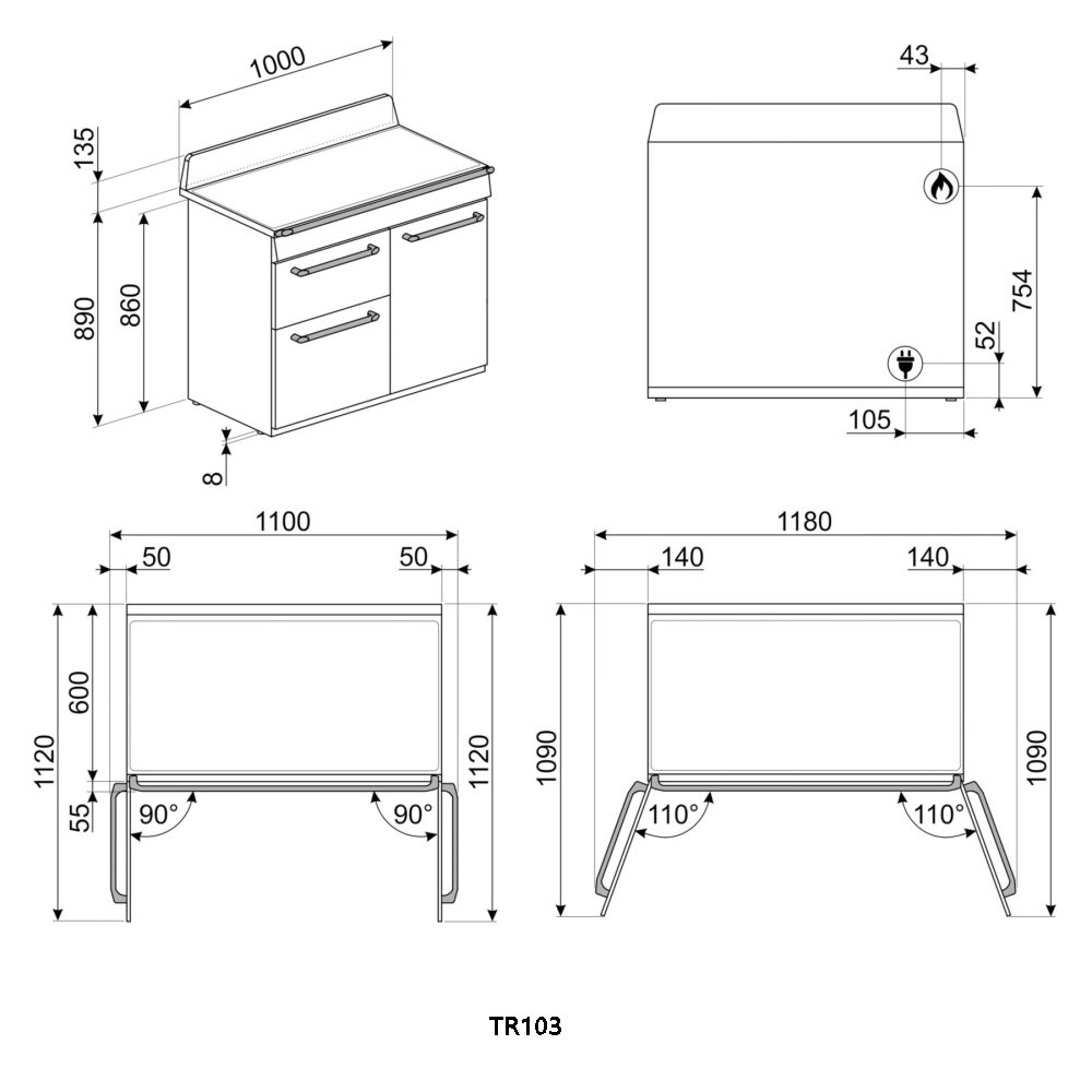 Smeg 100cm Victoria Dual Fuel Range Cooker TR103GR - Slate Smeg 100cm Victoria Dual Fuel Range Cooker TR103GR - Slate