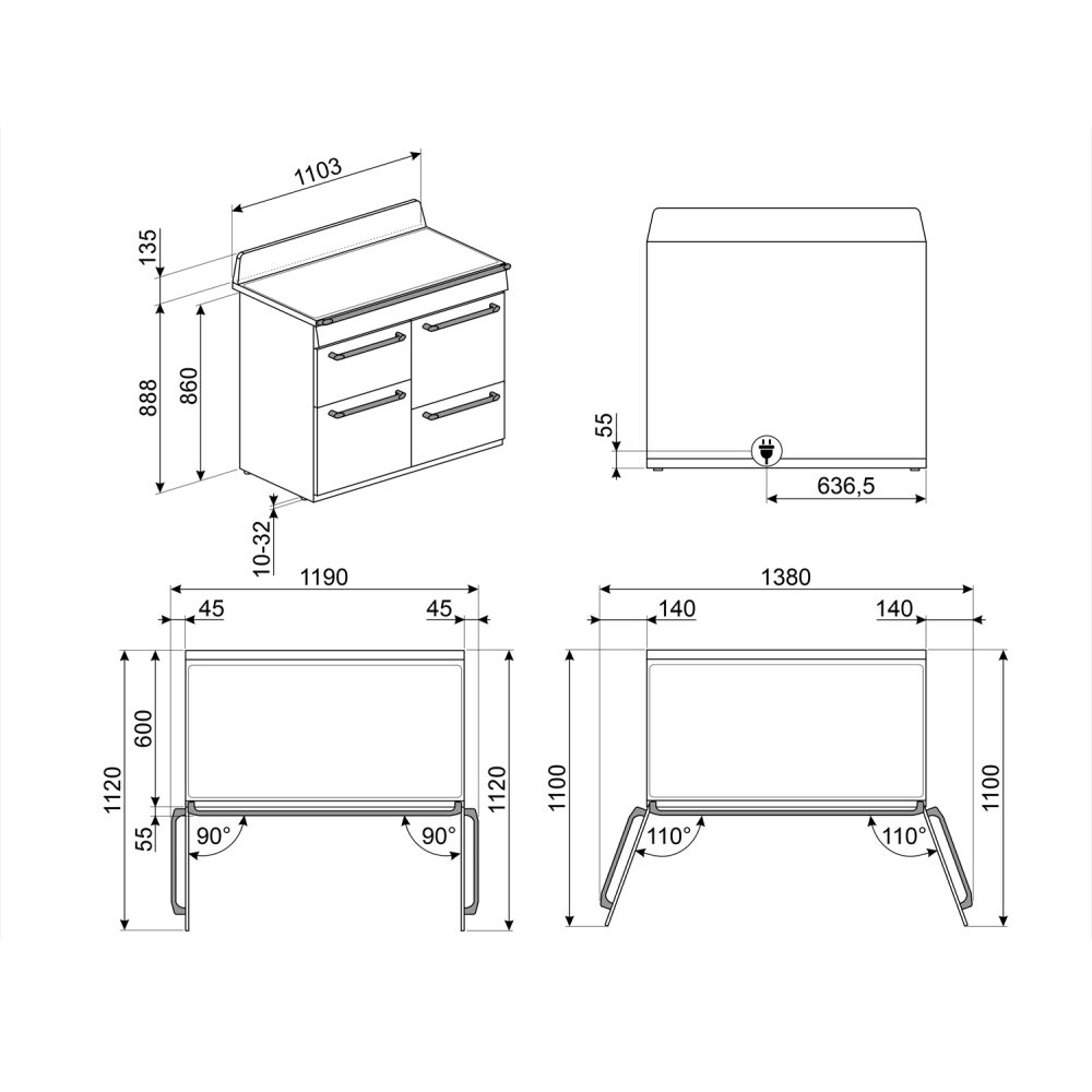 Smeg 110cm Victoria Induction Range Cooker TR4110IP2 - Cream Smeg 110cm Victoria Induction Range Cooker TR4110IP2 - Cream