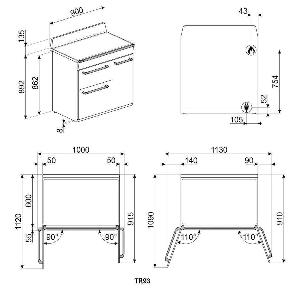 Smeg 90cm Victoria Dual Fuel Range Cooker TR93GR - Slate Smeg 90cm Victoria Dual Fuel Range Cooker TR93GR - Slate