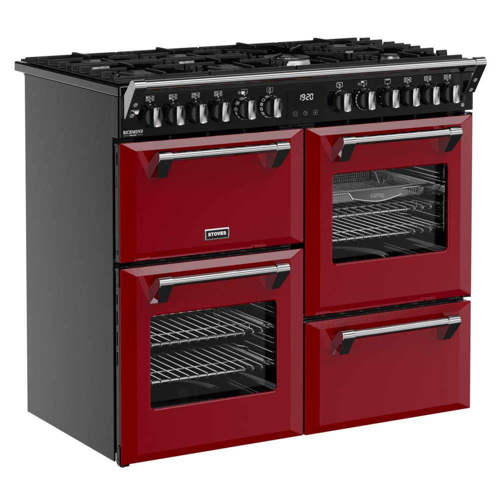 Stoves Richmond Deluxe 100DF Dual Fuel Range Cooker 444412020 - GARNET RED Stoves Richmond Deluxe 100DF Dual Fuel Range Cooker 444412020 - GARNET RED
