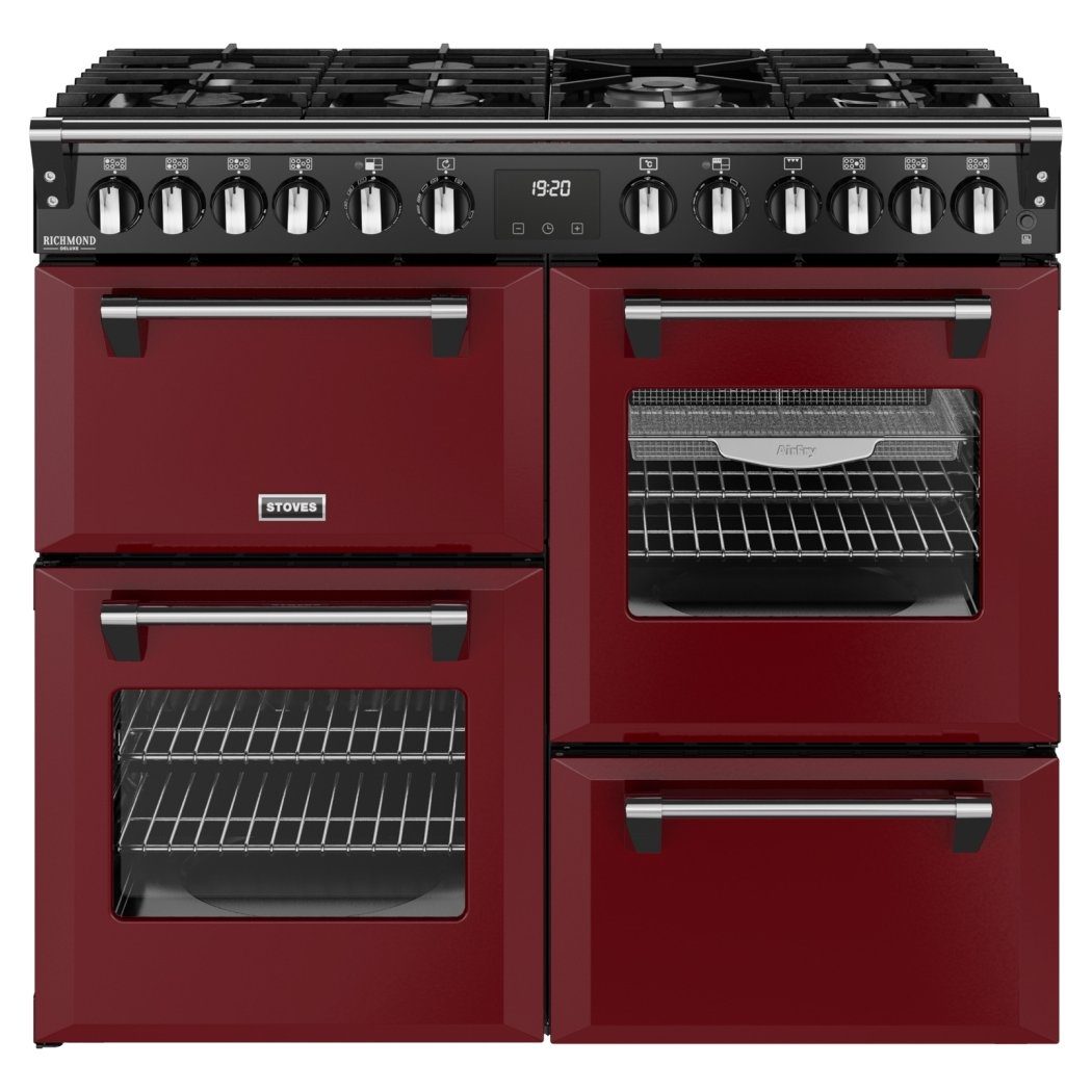 Stoves Richmond Deluxe 100DF Dual Fuel Range Cooker 444412020 - Garnet Red