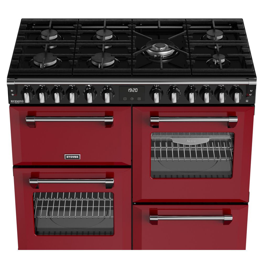 Stoves Richmond Deluxe 100DF Dual Fuel Range Cooker 444412020 - GARNET RED Stoves Richmond Deluxe 100DF Dual Fuel Range Cooker 444412020 - GARNET RED