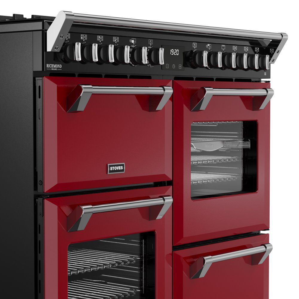 Stoves Richmond Deluxe 100DF Dual Fuel Range Cooker 444412020 - GARNET RED Stoves Richmond Deluxe 100DF Dual Fuel Range Cooker 444412020 - GARNET RED