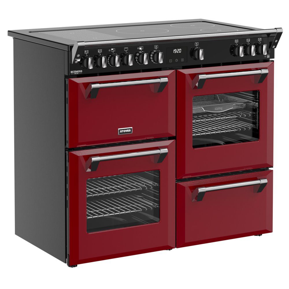 Stoves Richmond Deluxe 100EI Induction Range Cooker 444412026 - GARNET RED Stoves Richmond Deluxe 100EI Induction Range Cooker 444412026 - GARNET RED