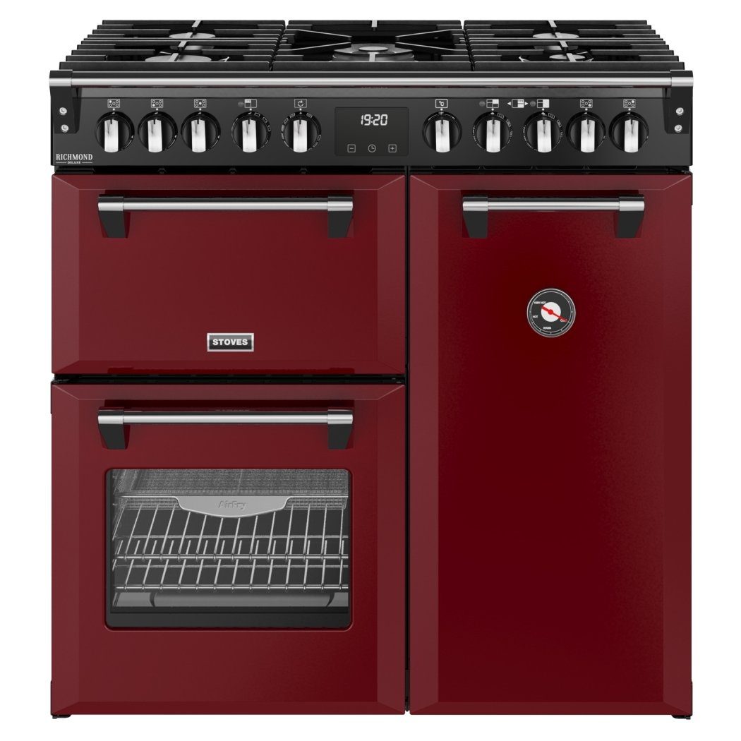 Stoves Richmond Deluxe 90DF Dual Fuel Range Cooker 444412008 - Garnet Red