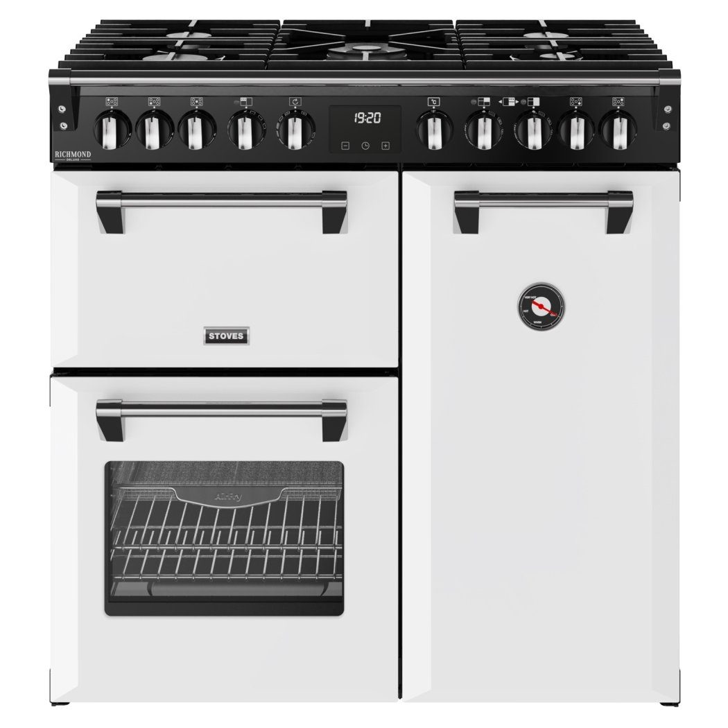Stoves Richmond Deluxe 90DF Dual Fuel Range Cooker 444412004 - Ice White