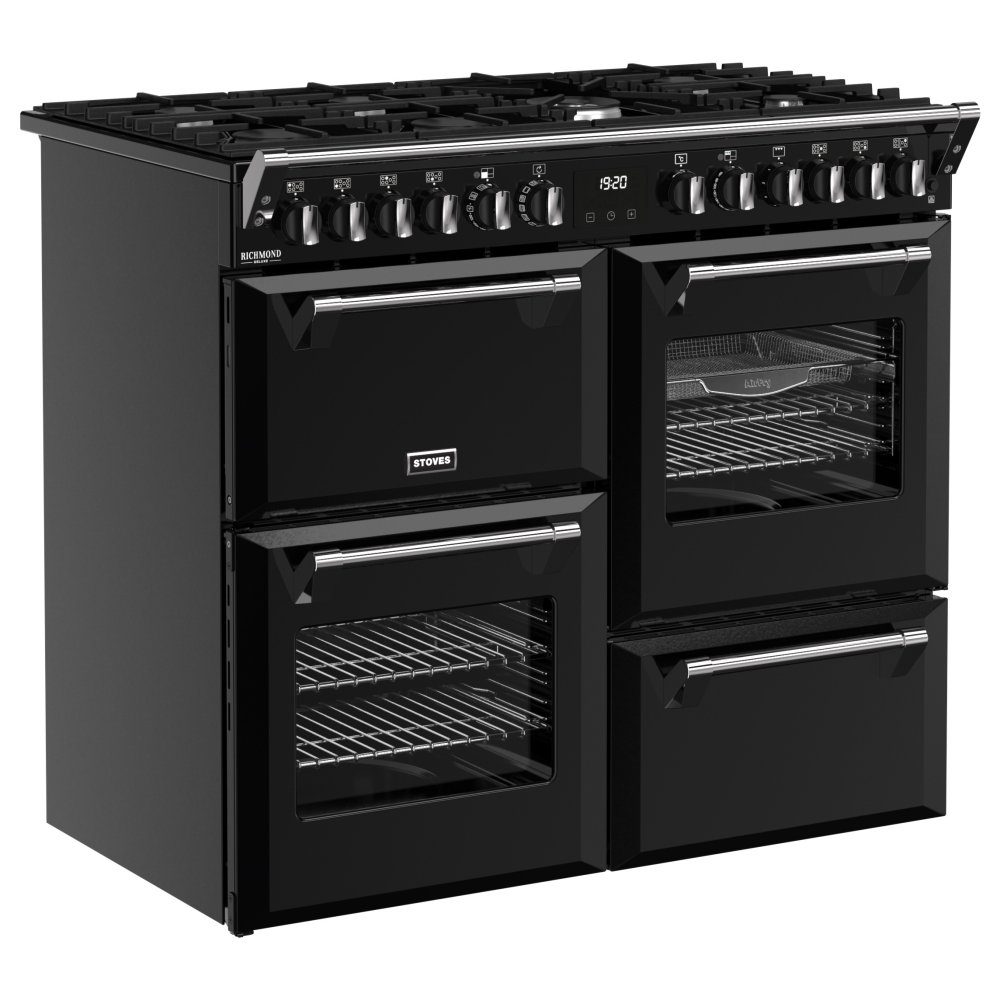 Stoves Richmond Deluxe 100DF Dual Fuel Range Cooker 444411871 - BLACK Stoves Richmond Deluxe 100DF Dual Fuel Range Cooker 444411871 - BLACK