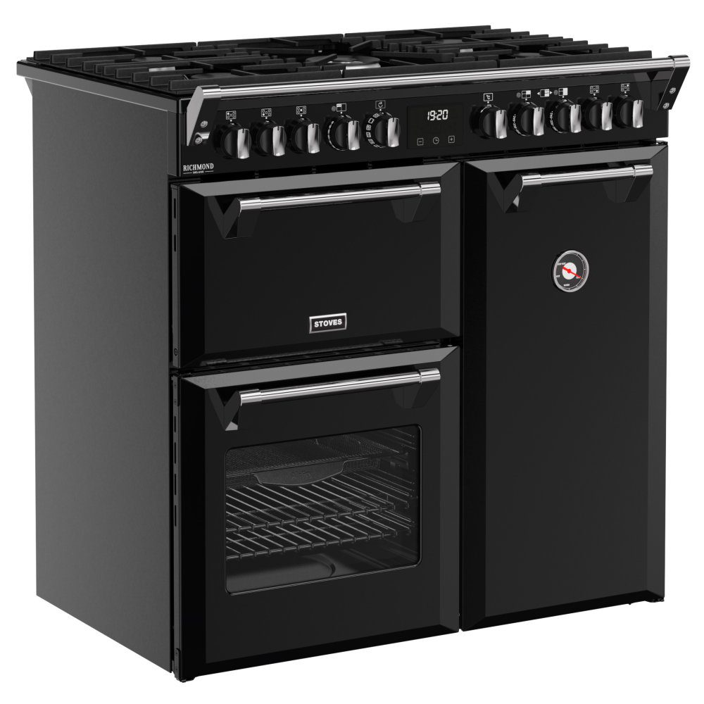 Stoves Richmond Deluxe 90DF Dual Fuel Range Cooker 444411867 - BLACK Stoves Richmond Deluxe 90DF Dual Fuel Range Cooker 444411867 - BLACK