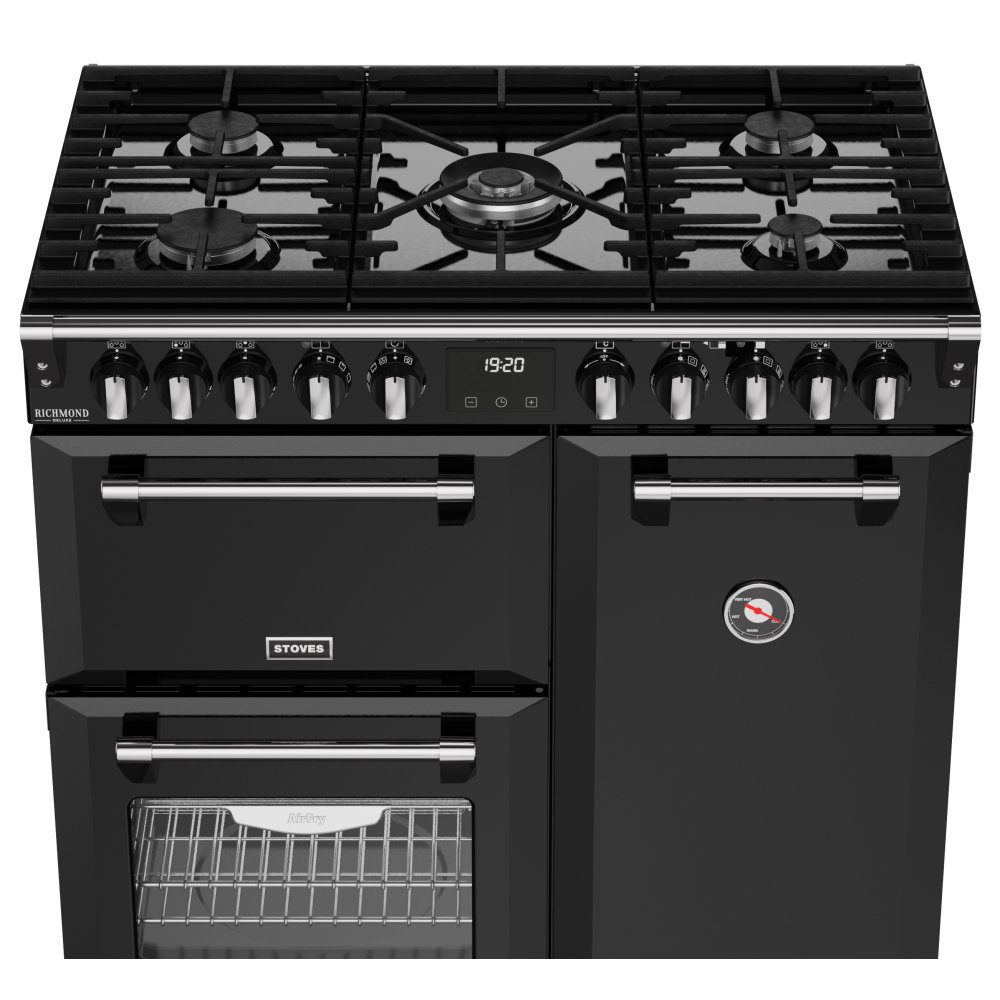 Stoves Richmond Deluxe 90DF Dual Fuel Range Cooker 444411867 - BLACK Stoves Richmond Deluxe 90DF Dual Fuel Range Cooker 444411867 - BLACK