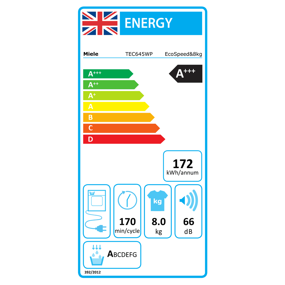 Miele 8kg Heat Pump Condenser Tumble Dryer TEC645WP - White Miele 8kg Heat Pump Condenser Tumble Dryer TEC645WP - White