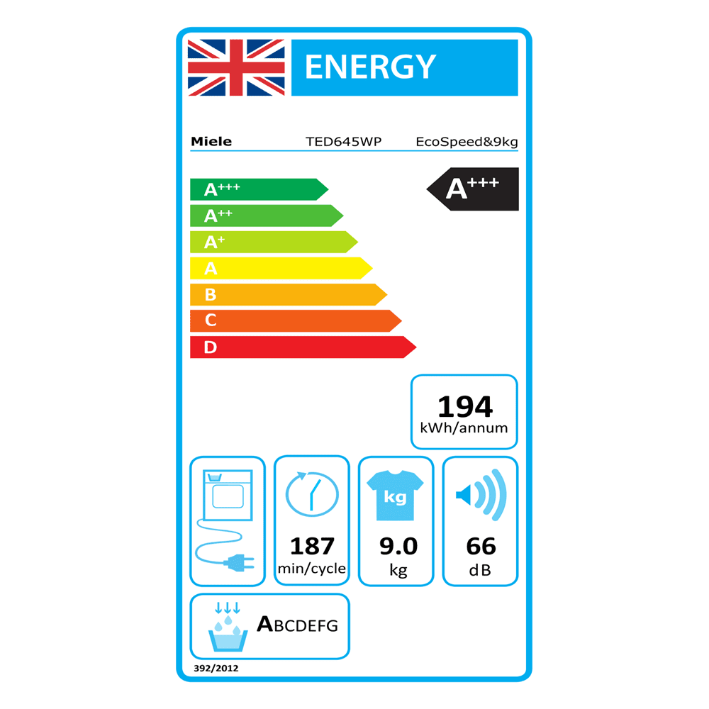 Miele 9kg Heat Pump Condenser Tumble Dryer TED645WP - White Miele 9kg Heat Pump Condenser Tumble Dryer TED645WP - White