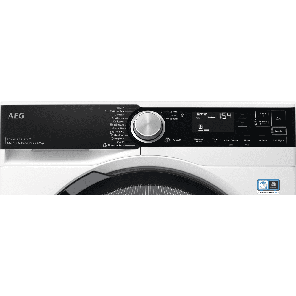 AEG 9kg Series 9000 Heat Pump Condenser Dryer TR959M6BC - White AEG 9kg Series 9000 Heat Pump Condenser Dryer TR959M6BC - White
