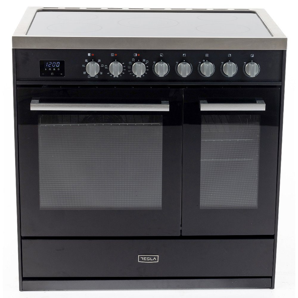 Tesla  90cm Professional Ceramic Range Cooker T90DCRCB - Black