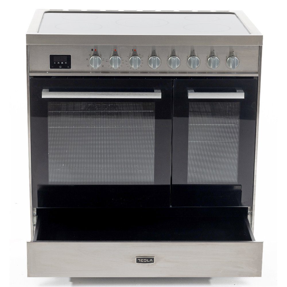 Tesla 90cm Professional Ceramic Range Cooker T90DCRCSS - STAINLESS STEEL Tesla 90cm Professional Ceramic Range Cooker T90DCRCSS - STAINLESS STEEL