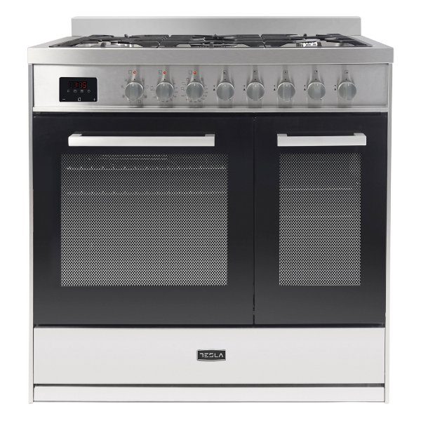 Tesla  90cm Professional Dual Fuel Range Cooker T90DDFRCSS - Stainless Steel