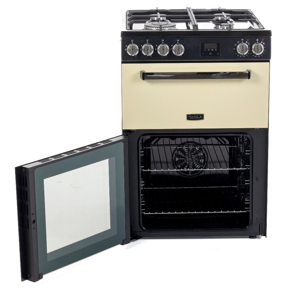 Tesla 60cm Freestanding Dual Fuel Cooker TMRDF60C - Cream Tesla 60cm Freestanding Dual Fuel Cooker TMRDF60C - Cream