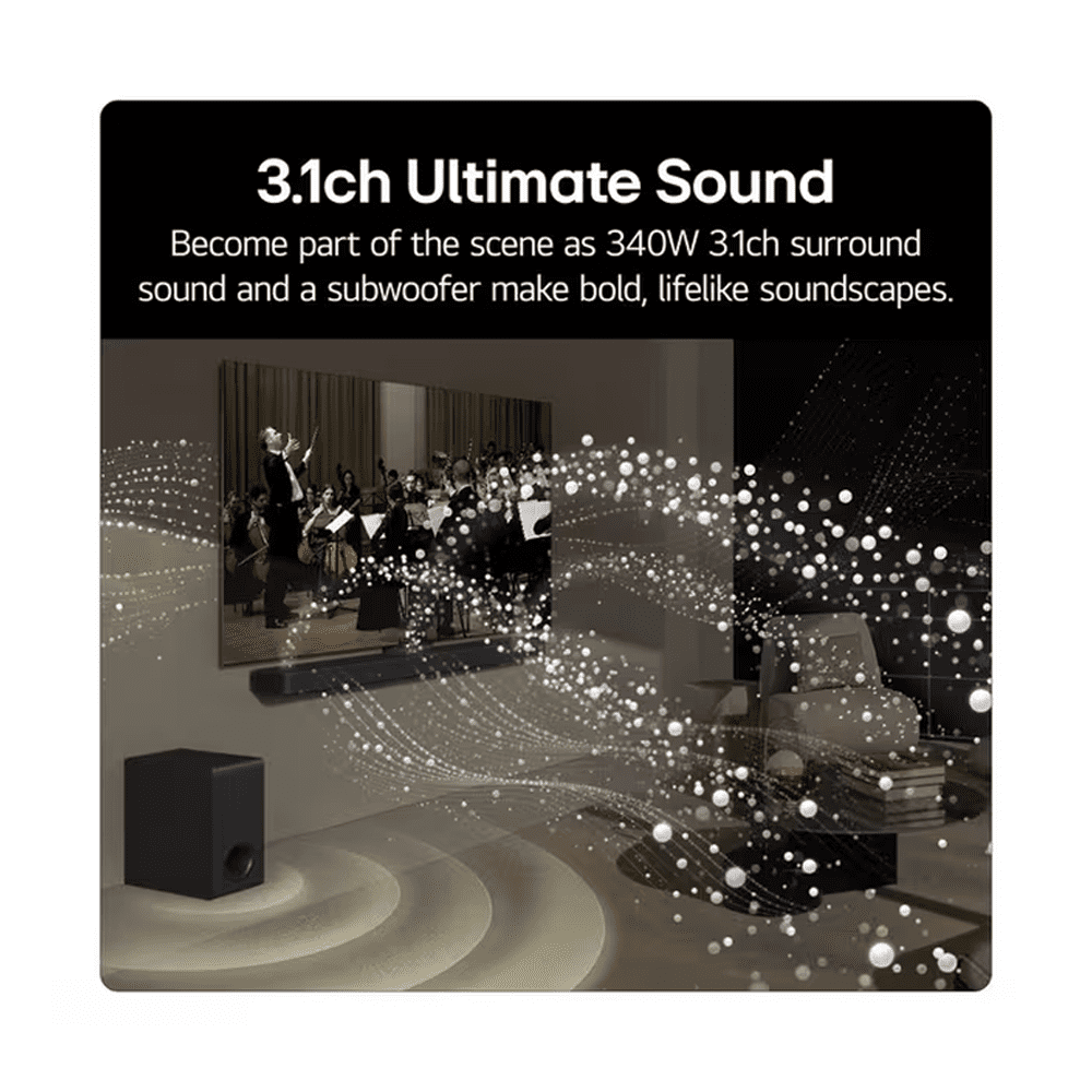 LG 2024 340W 3.1 Channel Soundbar US60T - Black LG 2024 340W 3.1 Channel Soundbar US60T - Black