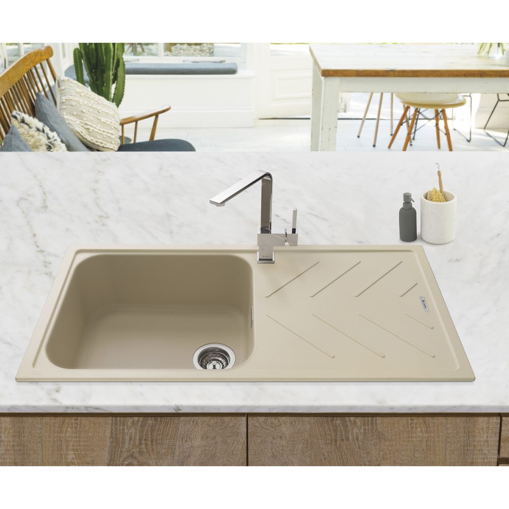Caple Veis 100 Single Bowl Inset Sink Reversible Drainer VEI100DS - Desert Sand Caple Veis 100 Single Bowl Inset Sink Reversible Drainer VEI100DS - Desert Sand
