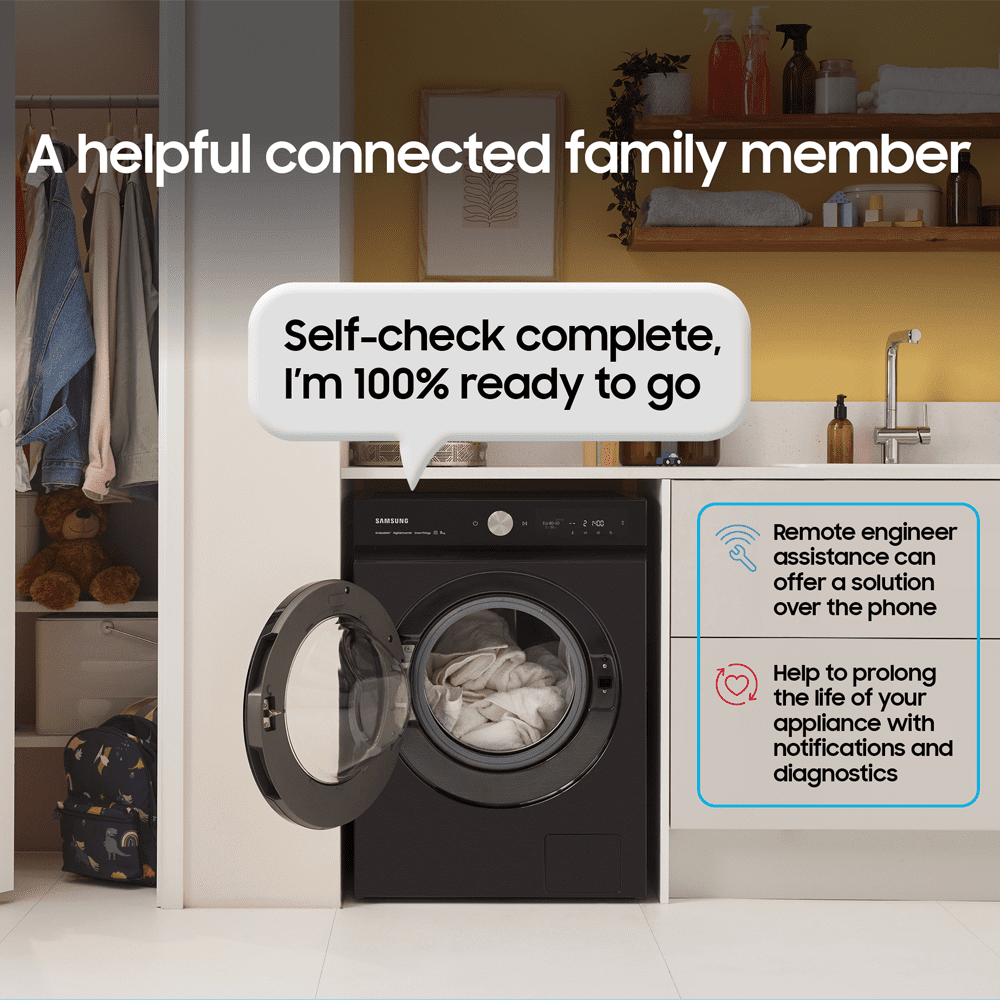 Samsung 9kg Bespoke AI Series 6 AI Energy Ecobubble AutoDose Steam Washing Machine 1400rpm WW90DG6U85LEU1 - White Samsung 9kg Bespoke AI Series 6 AI Energy Ecobubble AutoDose Steam Washing Machine 1400rpm WW90DG6U85LEU1 - White