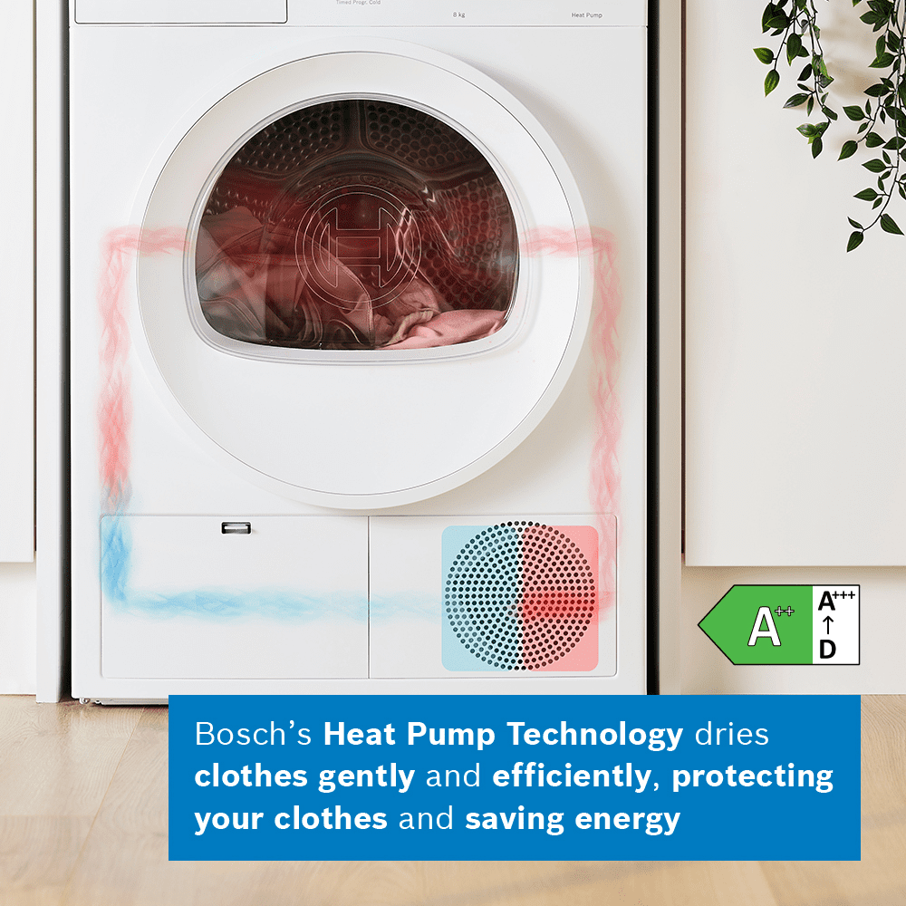 Bosch 8kg Series 4 Heat Pump Condenser Dryer WTH85225GB - White Bosch 8kg Series 4 Heat Pump Condenser Dryer WTH85225GB - White