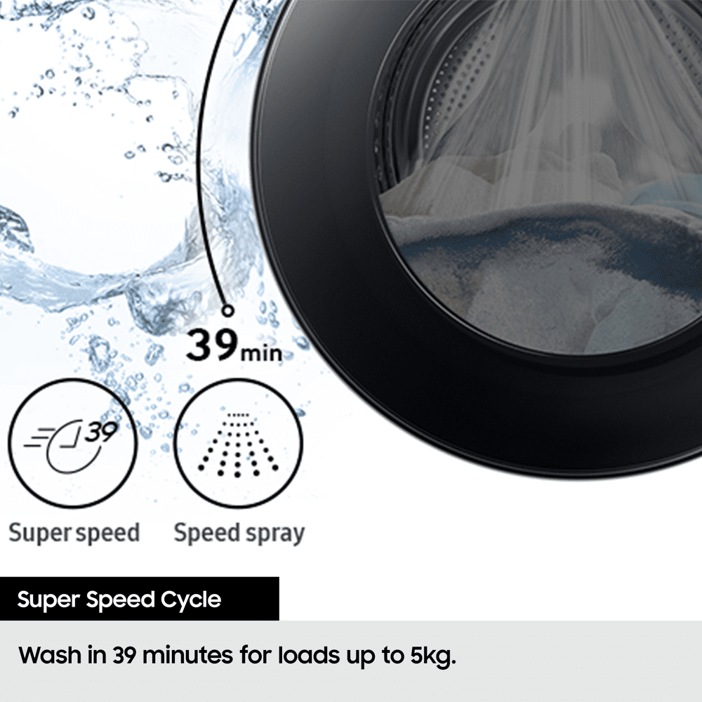 Samsung 9kg Series 6 Ecobubble Steam Washing Machine 1400rpm WW90DG6U25LBU1 - Black Samsung 9kg Series 6 Ecobubble Steam Washing Machine 1400rpm WW90DG6U25LBU1 - Black