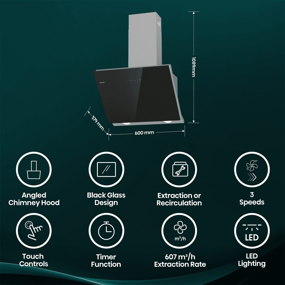 Hisense 60cm Chimney Hood CH6IN14BXBUK - Black Hisense 60cm Chimney Hood CH6IN14BXBUK - Black