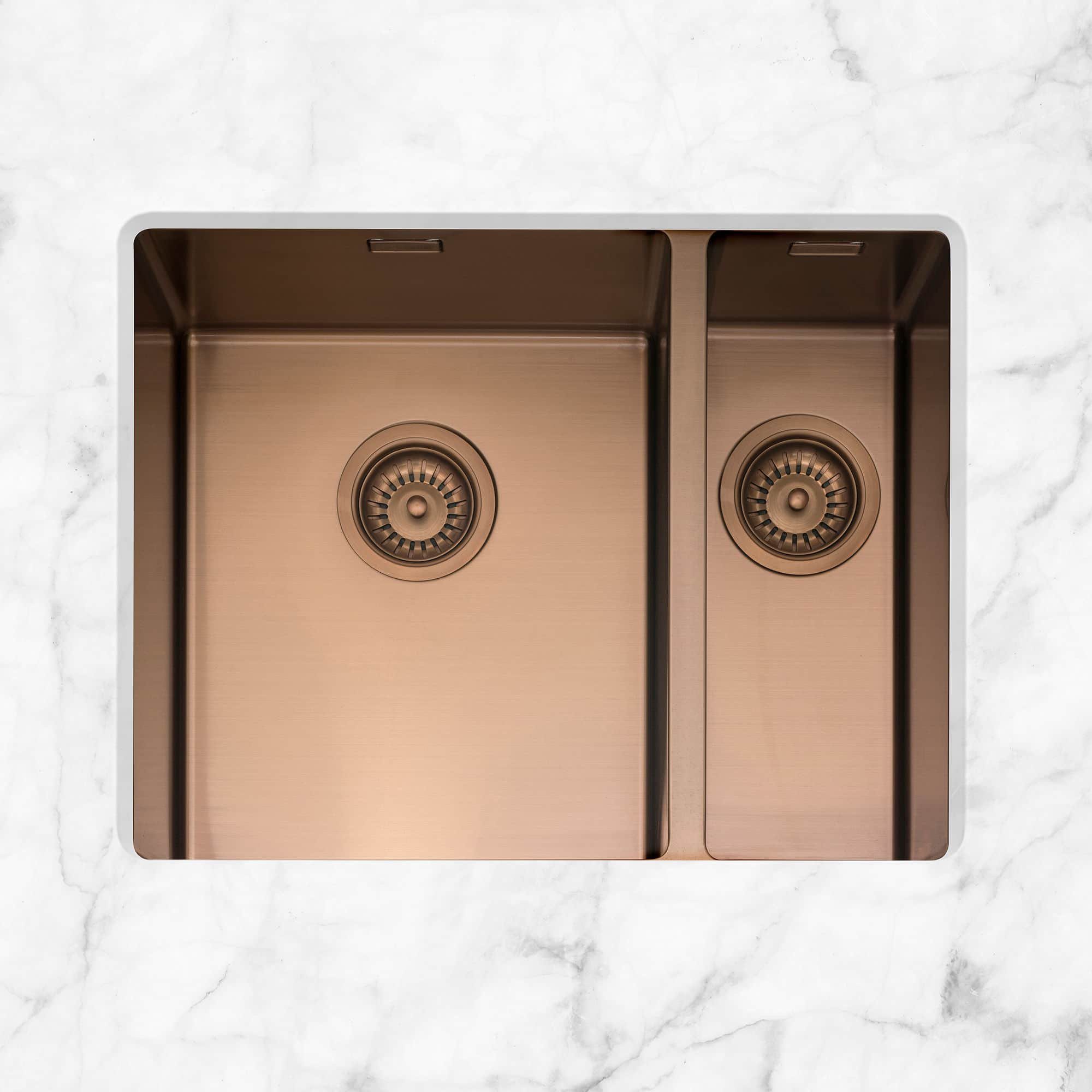 Caple Mode 3415 1.5 Bowl Undermount Sink Right Hand Small Bowl MODE3415/R/CO - Copper Caple Mode 3415 1.5 Bowl Undermount Sink Right Hand Small Bowl MODE3415/R/CO - Copper