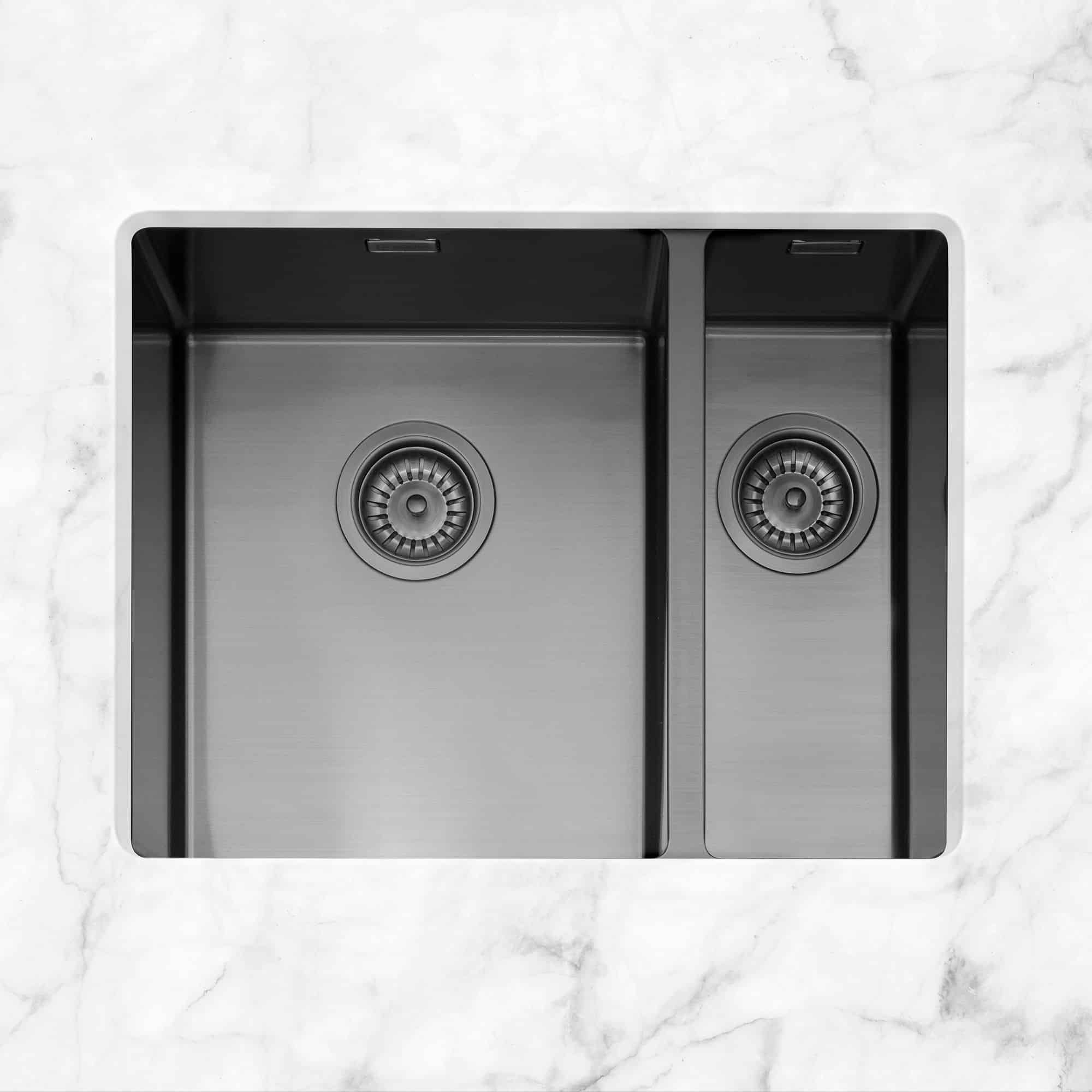 Caple Mode 3415 1.5 Bowl Undermount Sink Right Hand Small Bowl MODE3415/R/GM - Gunmetal Caple Mode 3415 1.5 Bowl Undermount Sink Right Hand Small Bowl MODE3415/R/GM - Gunmetal