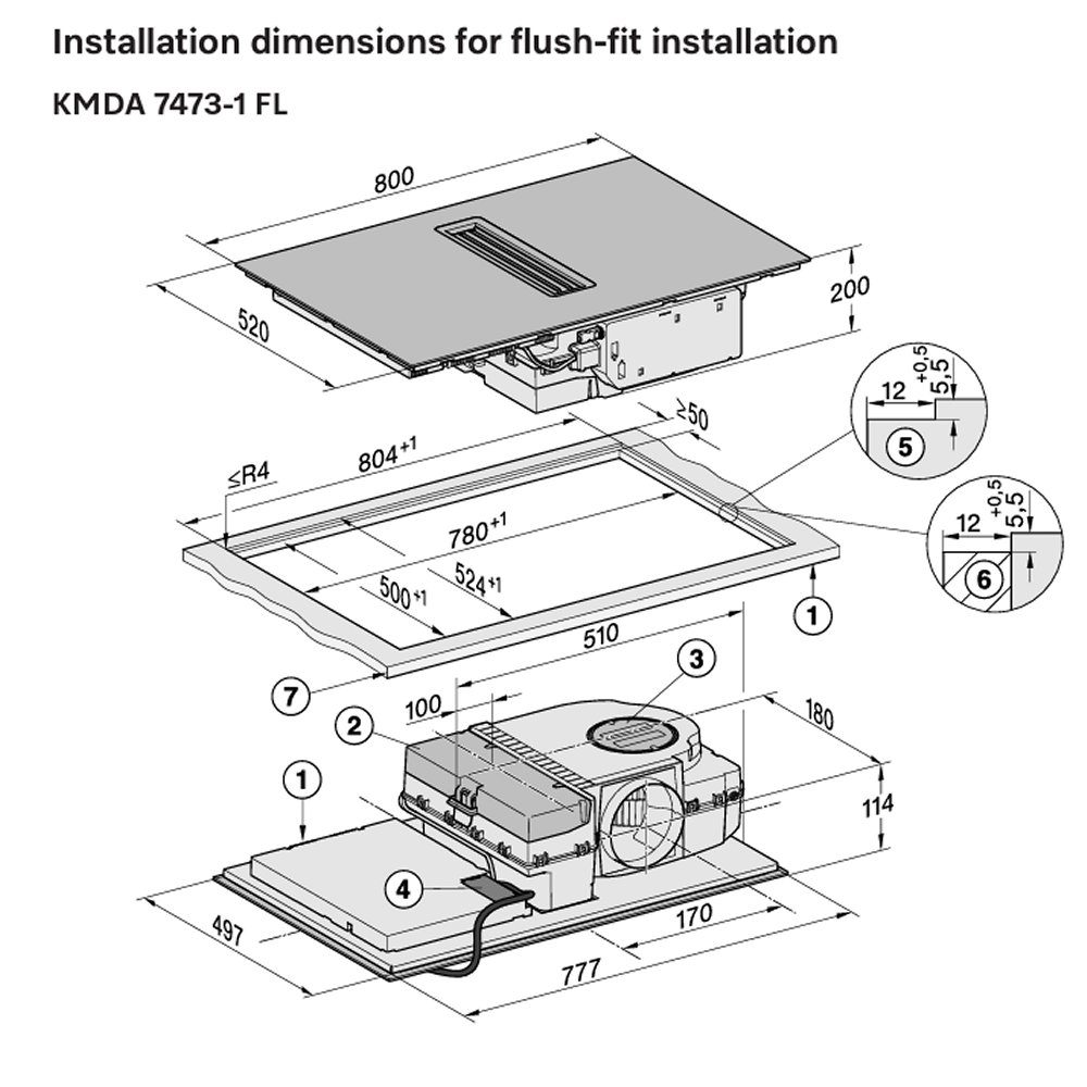 Miele 80cm Air Venting Induction Hob KMDA 7473-1 FL - Black Miele 80cm Air Venting Induction Hob KMDA 7473-1 FL - Black