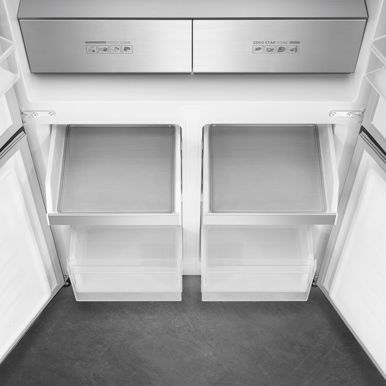 Smeg French Style 4 Door Fridge Freezer Non Ice + Water FQI60KD - Black Steel Smeg French Style 4 Door Fridge Freezer Non Ice + Water FQI60KD - Black Steel