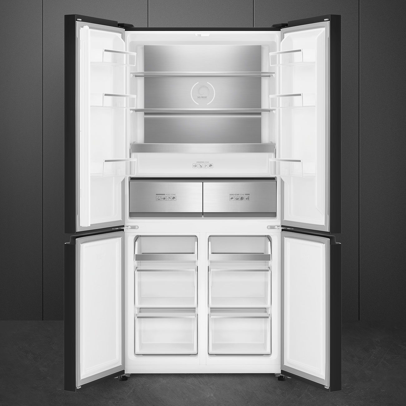Smeg French Style 4 Door Fridge Freezer Non Ice + Water FQI60KD - Black Steel Smeg French Style 4 Door Fridge Freezer Non Ice + Water FQI60KD - Black Steel