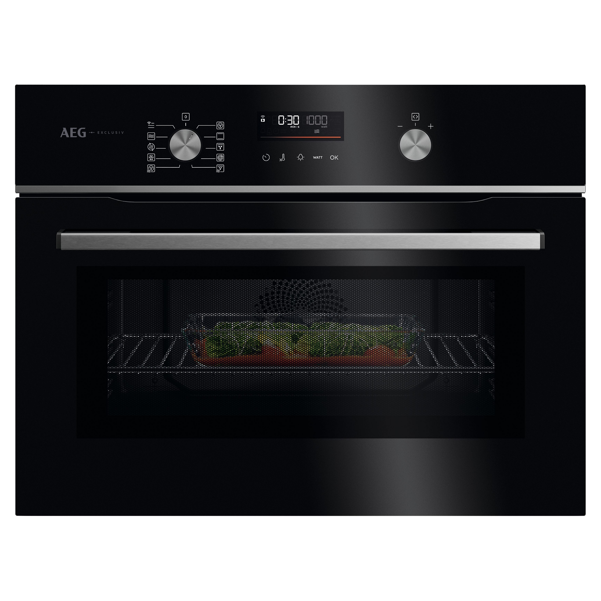 Aeg GK6NK40FB 60cm Series 6000 Built In Combi Microwave For Tall Housing - Black