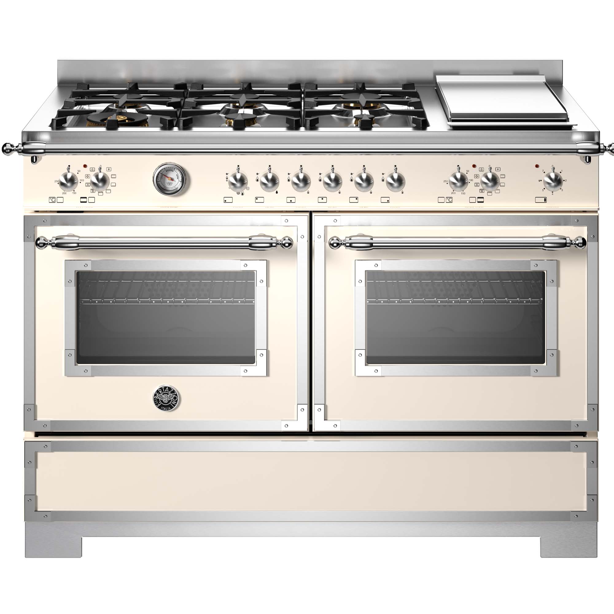 Bertazzoni  120cm Heritage Dual Fuel Range Cooker With Griddle HER126G2EAVT2 - Ivory
