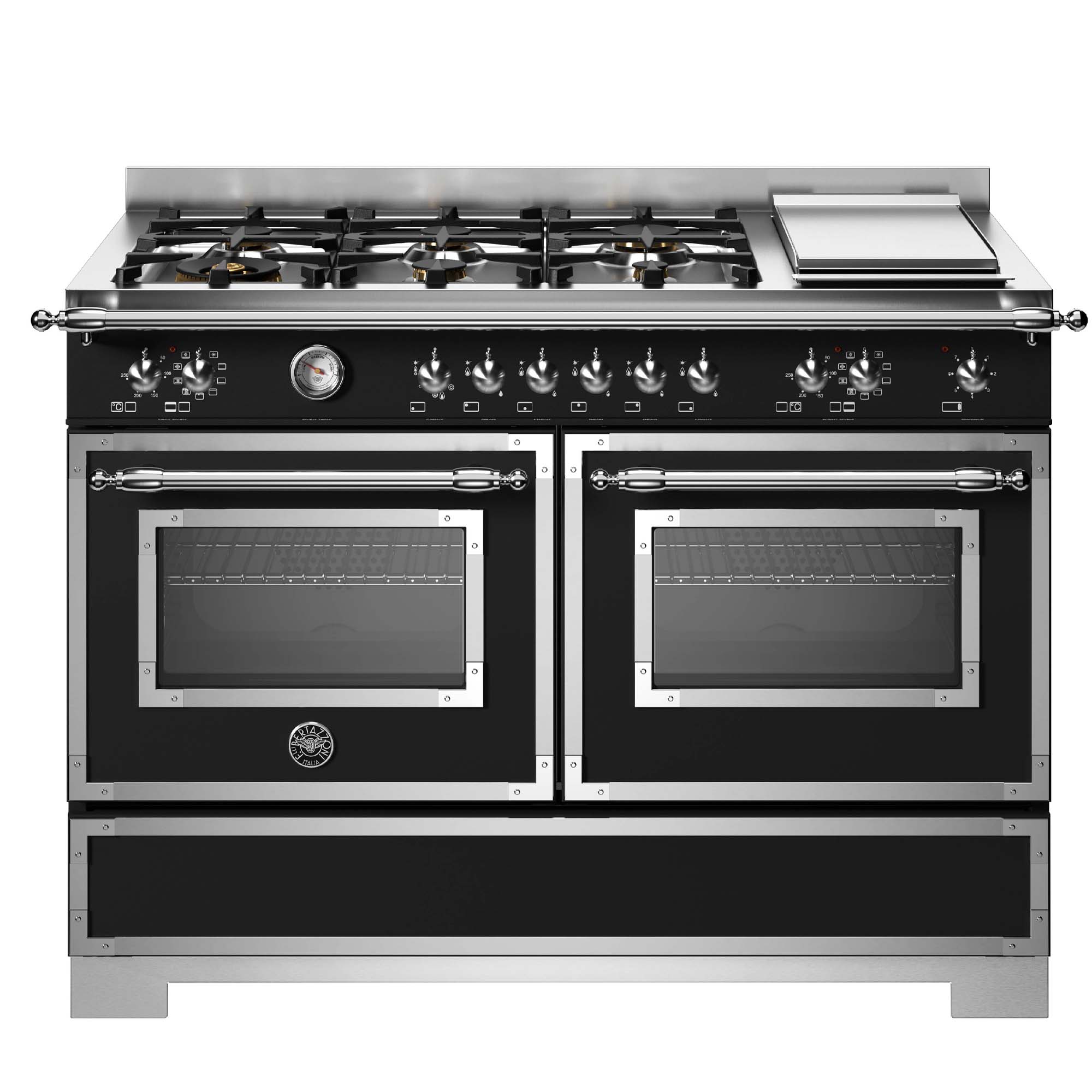 Bertazzoni  120cm Heritage Dual Fuel Range Cooker With Griddle HER126G2ENET2 - Black
