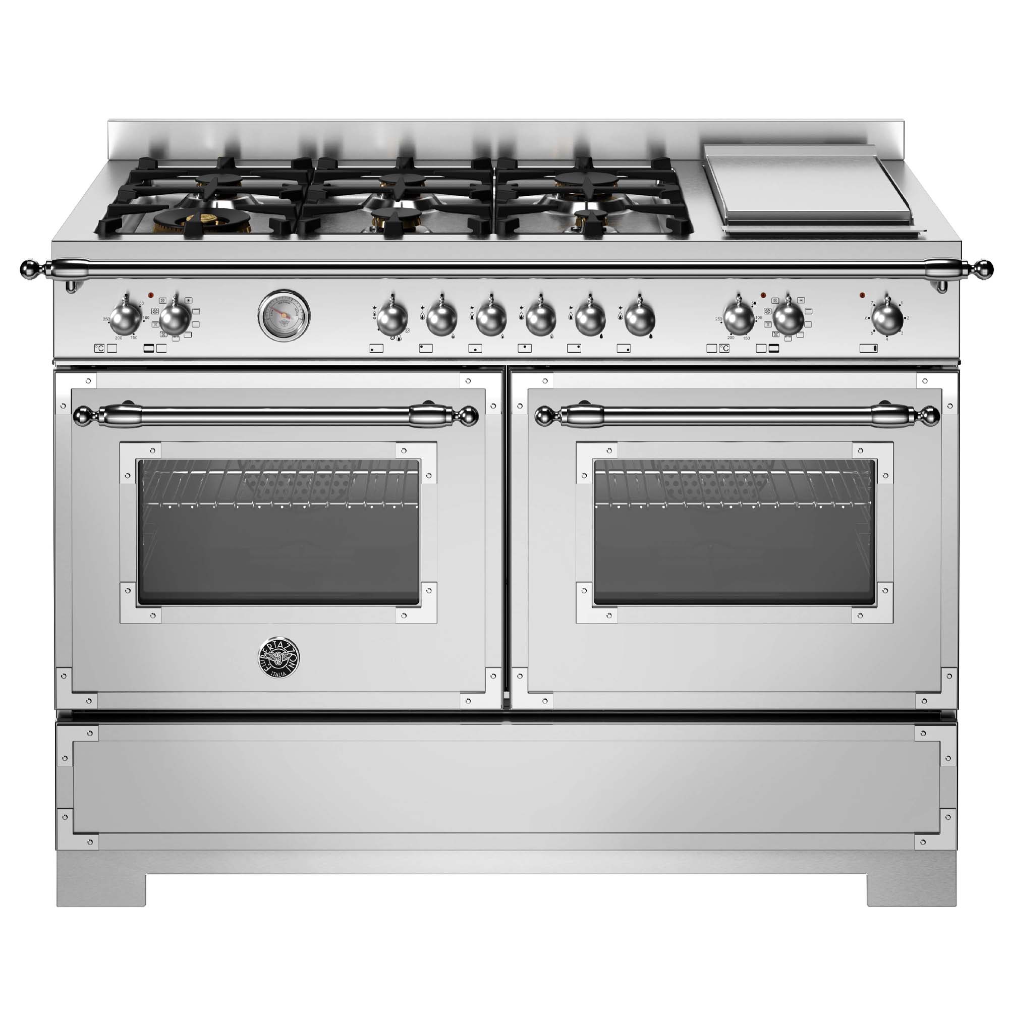 Bertazzoni  120cm Heritage Dual Fuel Range Cooker With Griddle HER126G2EXT2 - Stainless Steel