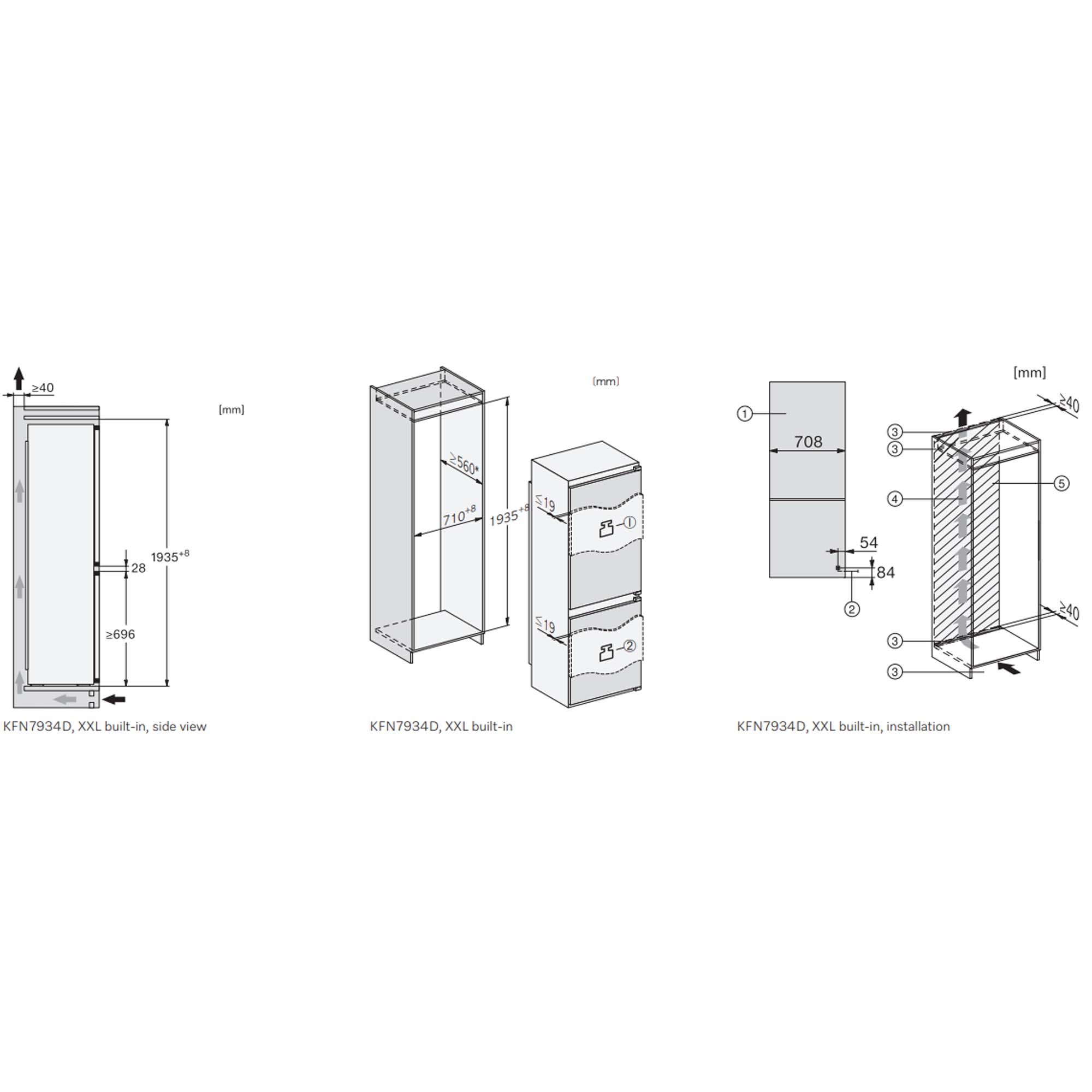 Miele 194cm x 71cm Integrated 70/30 Frost Free Fridge Freezer KFN7934D Miele 194cm x 71cm Integrated 70/30 Frost Free Fridge Freezer KFN7934D