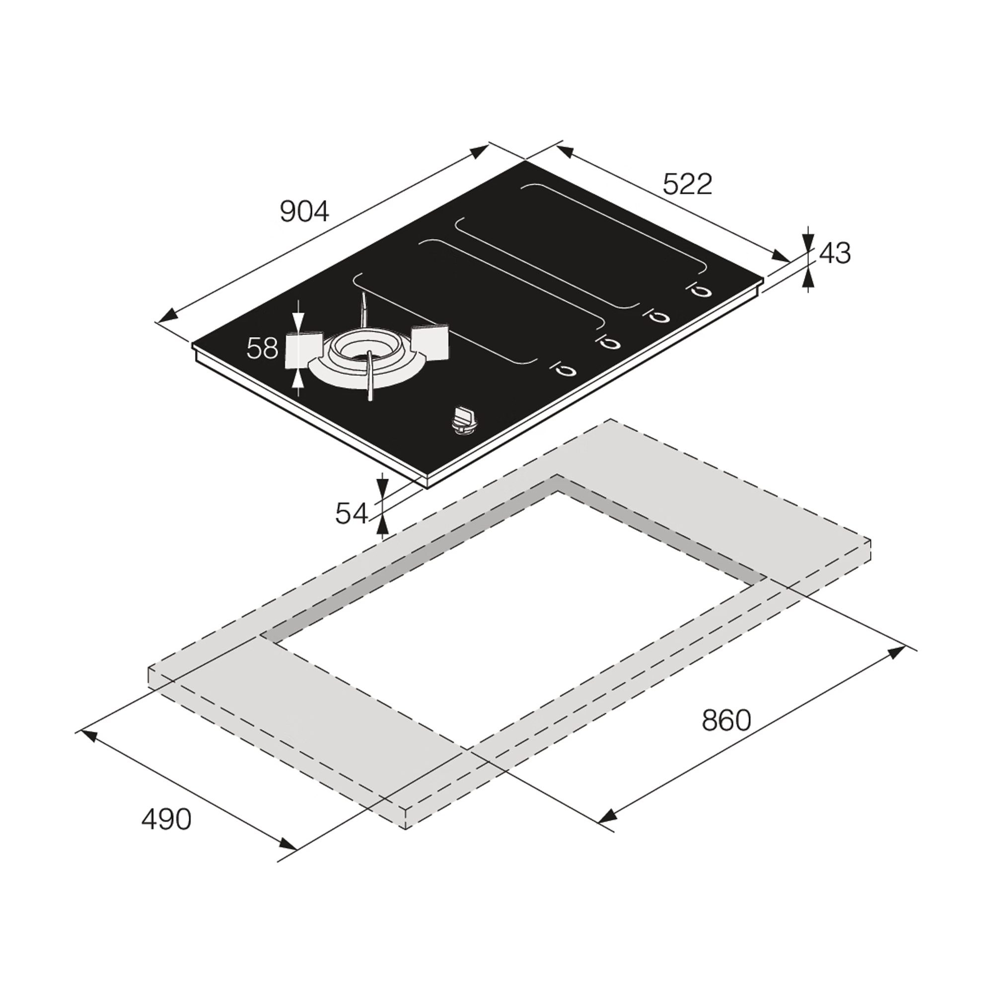 Asko 90cm Mixed Fuel Induction And Gas Hob HIG89524BGB1 - BLACK Asko 90cm Mixed Fuel Induction And Gas Hob HIG89524BGB1 - BLACK