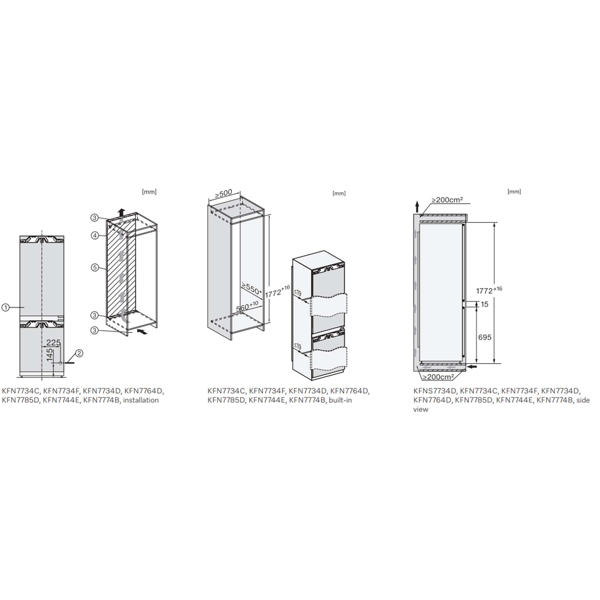 Miele 177cm Integrated 70/30 Frost Free Fridge Freezer KFN7774B Miele 177cm Integrated 70/30 Frost Free Fridge Freezer KFN7774B