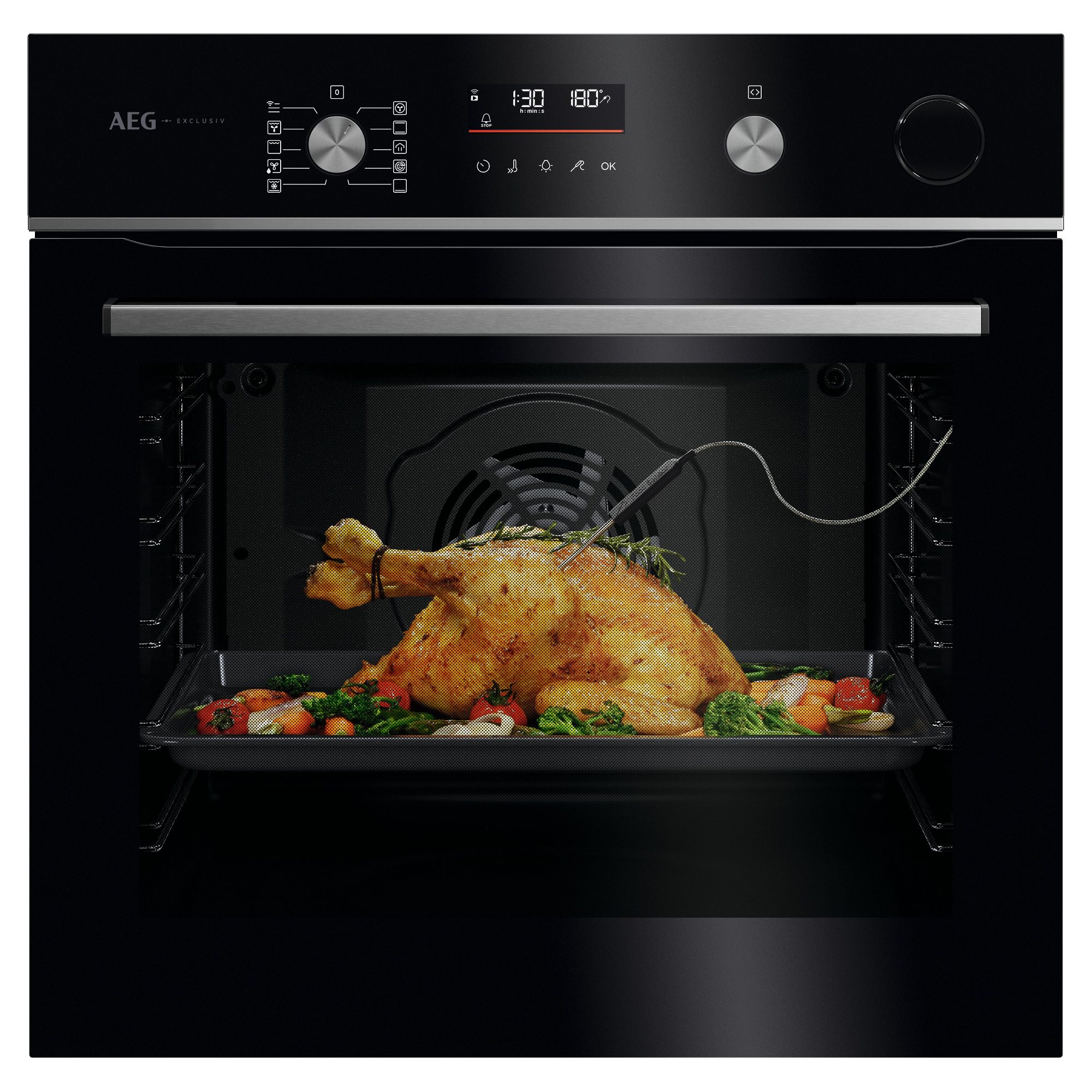 AEG  Series 6000 SteamCrisp Pyrolytic Multifunction Single Oven GR6PB52FSB - Black