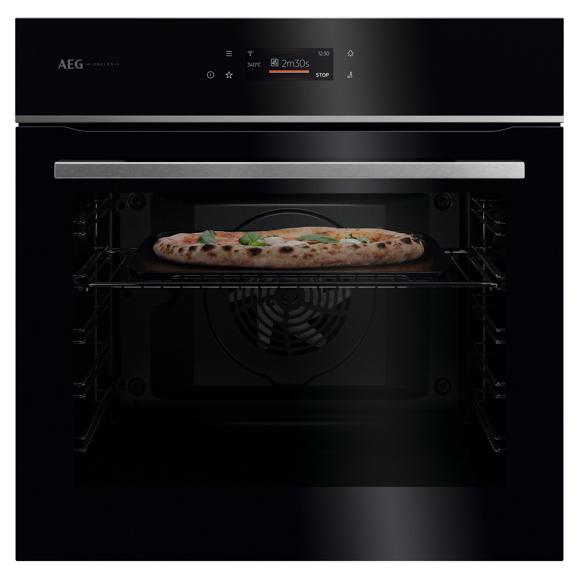 AEG 7000 PizzaExpert Exclusiv Built-In Oven, Pyrolytic Self-Cleaning, Wi-Fi Enabled GX7PB63FSB - Black