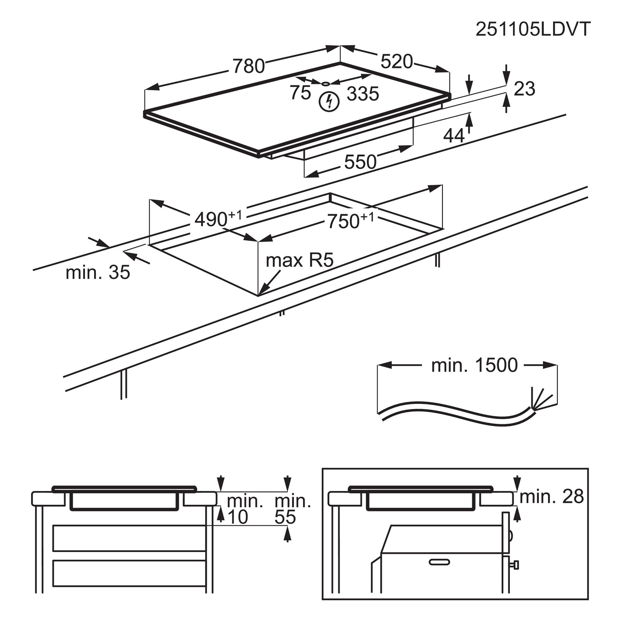 AEG 78cm Series 5000 4 Zone Bevelled Edge Induction Hob SO84IA00FB - Black AEG 78cm Series 5000 4 Zone Bevelled Edge Induction Hob SO84IA00FB - Black