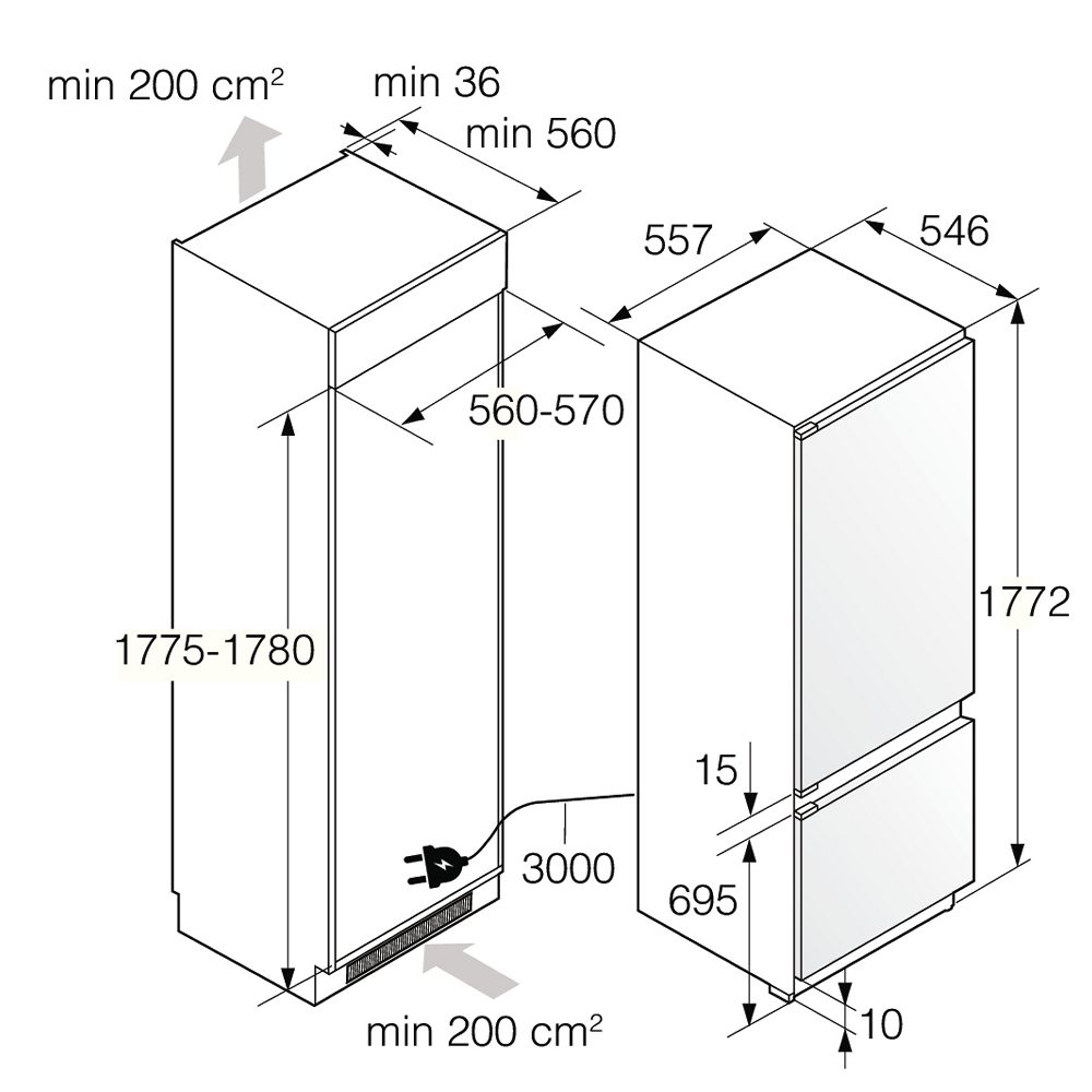 Asko 177cm Integrated 60/40 Frost Free Fridge Freezer RBC576DNC1.UK Asko 177cm Integrated 60/40 Frost Free Fridge Freezer RBC576DNC1.UK